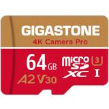 Gigastone 64 GB Minneskort Gigastone 4K Camera Pro MicroSDXC Class 10 UHS-I U3 4K V30 A2 95/35 MB/s 64GB