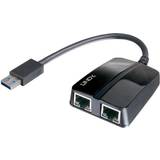 Lindy Nätverkskort & Bluetooth-adaptrar Lindy USB 3.0 Dual Gigabit Ethernet Adapter Nätverksadapter USB 3.0 Gigabit Ethernet x 2