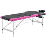 Massagebänkar & Tillbehör vidaXL Hopfällbar massagebänk 3 sektioner aluminium svart och rosa