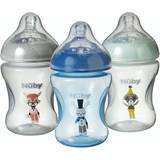 Nuby Anti-kolik babyflaskset med långsamt flöde lätt spärr spenar. 3 matande vänner dekorerade flaskor, 240 ml, inklusive matchande dummy