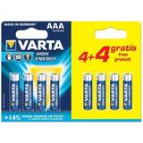 Alkaliska Batterier & Laddbart Varta VAR04903121448-TEX 4903 AAA 4 4 gratis högenergibatteri, blå