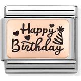 Nomination Composable Classic Link Happy Birthday Charm - Silver/Rose Gold/Black