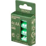 Deltaco Batterier Batterier & Laddbart Deltaco laddbara AA-batterier, 2500mAh, Svanenmärkt, 4-pack