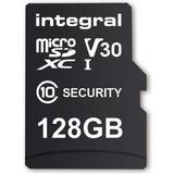 Integral Minneskort Integral Security Flash-minneskort (microSDXC till SD-adapter inkluderad) 128 GB A1 Video Class V30 UHS-I U3 Class10 mikroSDXC UHS-I