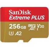 SanDisk 256 GB - microSDXC Minneskort SanDisk Extreme Plus microSDXC Class 10 UHS-I U3 V30 A2 200/140MB/s 256GB +SD adapter
