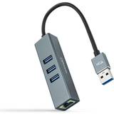 Hane - Hona - USB A-RJ45 - USB-kabel Kablar Nanocable USB A-3USB A/RJ45 3.0 M-F 0.2m