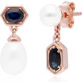Gemondo Mismatched Drop Earrings - Rose Gold/Sapphire/Pearl
