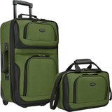 Blåa - Mjuka Resväskeset U.S. Traveler Rio Rugged Expandable Carry-On Luggage - 2 delar