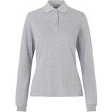 Dam - Långa ärmar Pikétröjor ID Women Long Sleeved Polo Shirt - Grey Melange