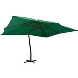 Parasoll grön trädgårdstillbehör vidaXL Basic parasoll trästång 400x300 grön - Grön 300cm