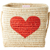 Hjärtan Förvaringskorgar Rice Small Square Raffia Basket Heart