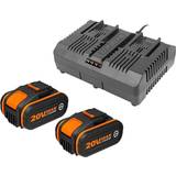 Worx Batterier Batterier & Laddbart Worx 2x WA3553 20V 4.0Ah batteri WA3883 laddare