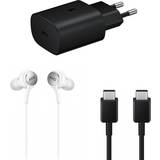 Samsung Reseadaptrar Samsung Starter set in ECO in package. Includes travel adapter with cable and earphones with type c adapter (Black)