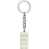 Lego 2x4 Brick Metallic Key Chain - Silver/White