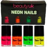 UV-skydd Gåvoboxar & Set BeautyUK Neon Nail Polish Set 4-pack