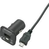 Voltcraft Billaddare USB Batterier & Laddbart Voltcraft CPS-1000 MicroUSB USB Car Charger With Micro USB Extensi