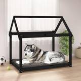 Hundbäddar & Hundsängar - Smådjur Husdjur vidaXL Dog Bed Black 111x80x100 Solid Wood Pine Black