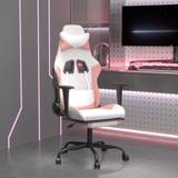 vidaXL Gamingstol med fotstöd vit&rosa konstläder
