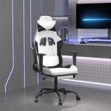 Justerbart ryggstöd - PVC-läder Gamingstolar vidaXL Gamingstol med massage och fotstöd vit och svart konstläder