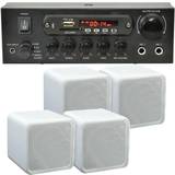 Vita Förstärkare & Receivers 110W Bluetooth Amplifier & 4x 80W White Shelf Speakers Compact Wireless HiFi Kit
