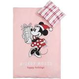 Musse Pigg - Rosa Textilier Licens Julsängkläder till Junior 100x140 Minnie Mouse Julmotiv