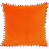 Orange Metervaror Velvet Pom Pom Cushion Metervara Orange