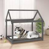 Hundbäddar & Hundsängar - Smådjur Husdjur vidaXL Bed Grey 111x80x100 Solid Wood Pine - Grey