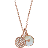 Guld Halsband Emporio Armani Signature Necklace - Rose Gold/Mother of Peral/Transparent