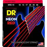 DR Strängar DR Strings NRE-10 Hi-Def neon red el-gitarrsträngar, 010-046
