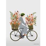 Vissevasse Inredningsdetaljer Vissevasse Bicycle With Flowers Anledningskort, A7 Poster