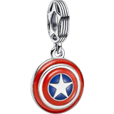 Blåa Smycken Pandora Marvel The Avengers Captain America Shield Dangle Charm - Silver/Red/White/Blue