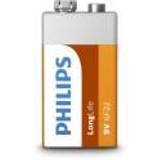 Batterier 9 volt batterier och laddbart Philips LONGLIFE – 1-foliepaket 6F22 (E) 9 volt utan EAN klistermärke