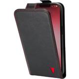 TORRO Flip-telefonfodral i läder kompatibelt med iPhone 13 Mini – äkta läderfodral av hög kvalitet med kortplatser och vertikalt nedfällbart fodral [MagSafe kompatibel] (svart)