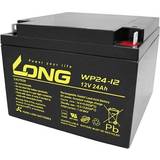 Batteri 12v 24ah Lång WP24-12 WP24-12 Blybatteri 12 V 24 Ah Blyfilt (B x H x D) 166 x 125 x 175 mm M5-skruvanslutning VDS-certifiering, låg självurladdning