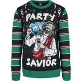 Urban Classics Tröjor Urban Classics Savior Christmas Sweater - Black/X-Mas Green