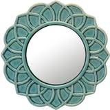 Turkosa Speglar Stonebriar Collection Decorative Round Turquoise Floral Ceramic Väggspegel