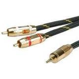 Roline 3.5mm kablar - Röda Roline guld AUX-kabel I 2 cinch kontakt I ljudkabel I 5