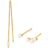 Silver Smyckesset Pernille Corydon Ocean Earring Set - Gold/Pearl