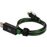 RealPower Kablar RealPower 185962 flytande cable 2-i-1, LED-laddning mikro-USB smartphones andra svart/gröna LED