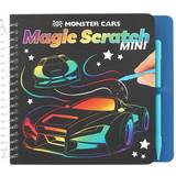 Monster Kreativitet & Pyssel Depesche 12116 Monster Cars – Mini Magic Scratch Book med coola bilmotiv att klia, bok med färgglad färggradient och klöspenna