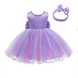 Baby Girls Ruffle Lace Backless with Headwear Bowknot Flower Dresses