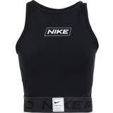 Nike 42 - Dam T-shirts & Linnen Nike Pro Dri-FIT Cropped Graphic Tank Top Women - Black/Dark Smoke Grey/White