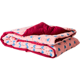 Hjärtan Textilier Rice Velvet Quilt with Hearts in Pink & Gendarme Blue 140x220cm