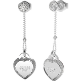 Guess Fine Heart Earrings - Silver/Transparent
