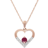 Rubiner Halsband Gemondo Love Heart Pendant Necklace - Rose Gold/Ruby/Diamonds