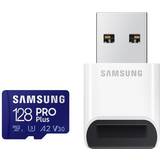 Samsung 128 GB - Class 10 Minneskort Samsung PRO Plus microSDXC Class 10 UHS-I U3 V30 A2 160/120 MB/s 128GB +Reader