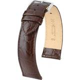 Läder - Unisex Klockarmband Hirsch Crocograin 20mm Brown