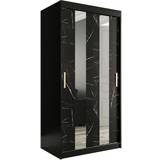 Svarta Garderober Furniturebox med Speglar Mitt Marmesa 100 Marmormönster