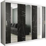 Svarta Garderober Furniturebox med Speglar Mitt Marmesa 250 Marmormönster - Vit/Svart/Guld
