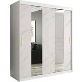 Guld Garderober Barnrum Furniturebox med Speglar Mitt Marmesa 180 Marmormönster - Vit/Guld